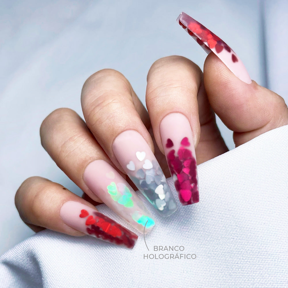 Glitter Xi-Coração INOCOS Branco Holográfico