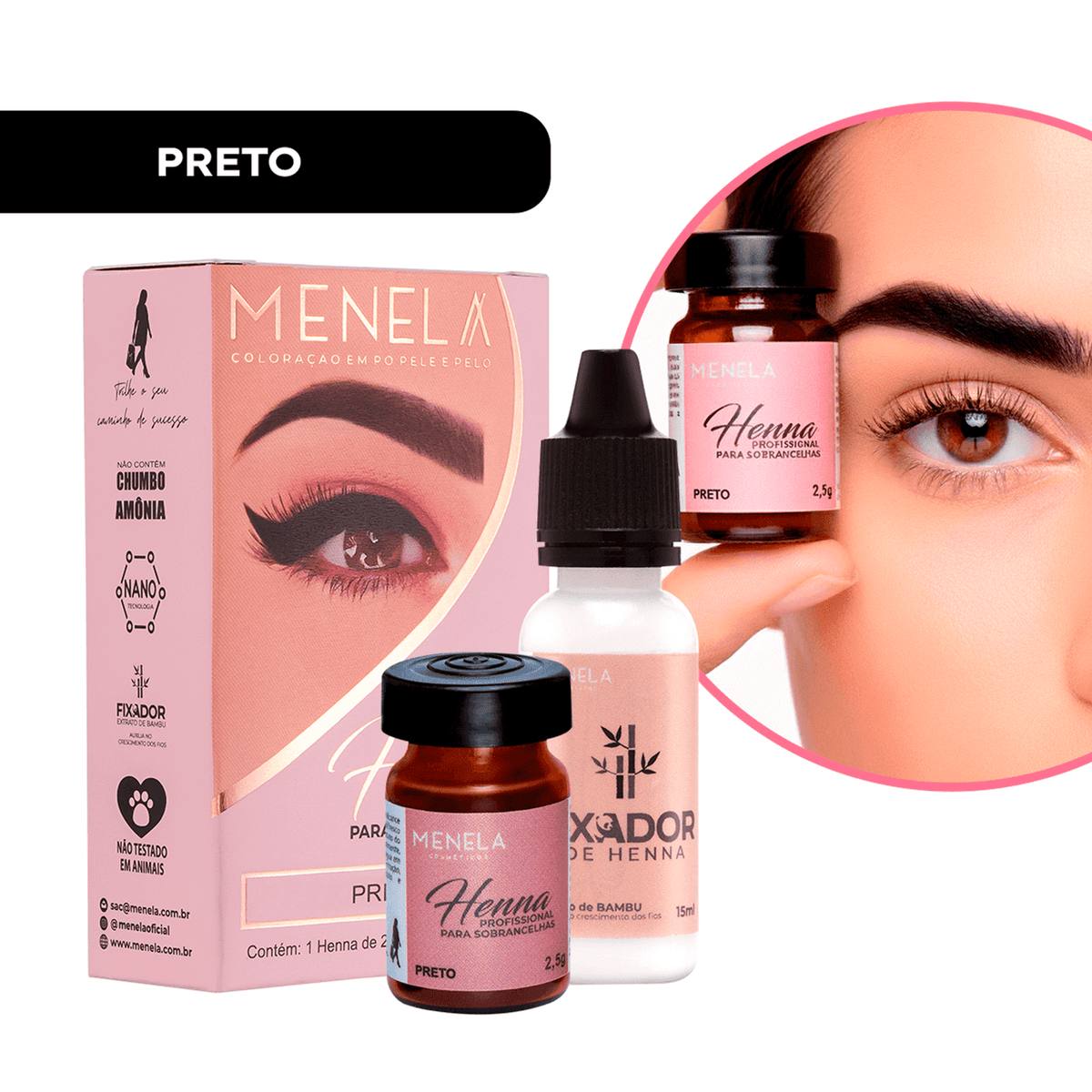 Kit Henna + Fixador  Menela